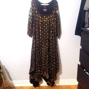 Black & Gold Anarkali Dress